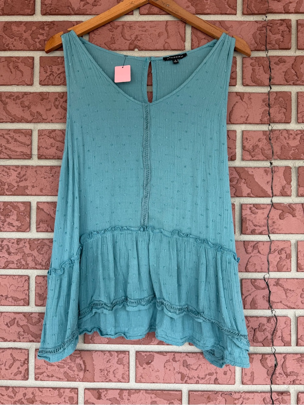 Staccato Teal Ruffle-Hem Sleeveless Tank